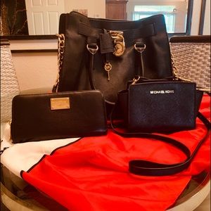 Michael Kors handbag, wallet and side tote.